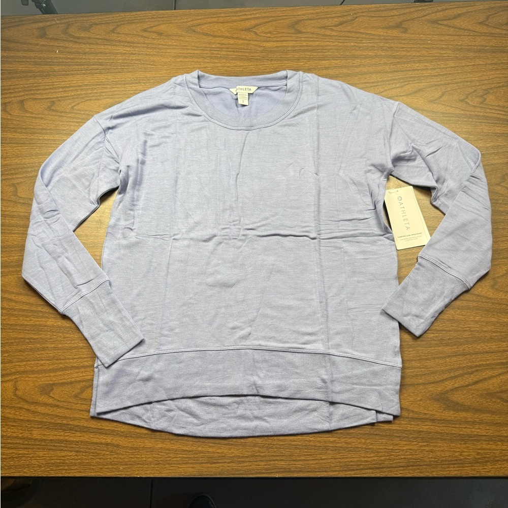 Athleta Coaster Luxe Sweatshirt, size Small, indigo, super soft crew neck